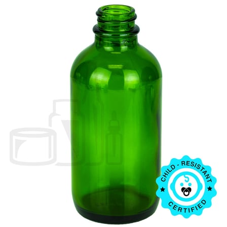 4oz Green Glass Boston Round Bottle 22-400 - (128/case) - Image 1 of 1