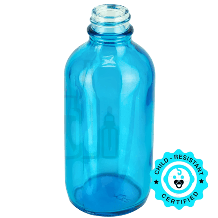 4oz Sky Blue Glass Boston Round Bottle