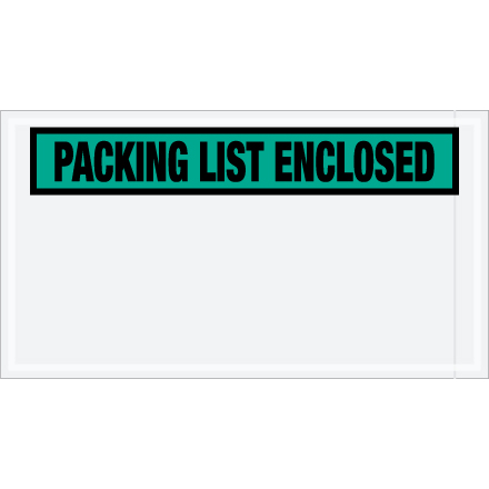 5 1/2 x 10" Green "Packing List Enclosed" Envelopes