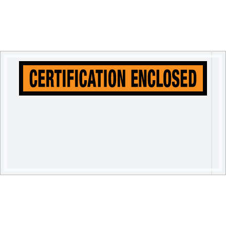5 1/2 x 10" Orange "Certification Enclosed" Envelopes