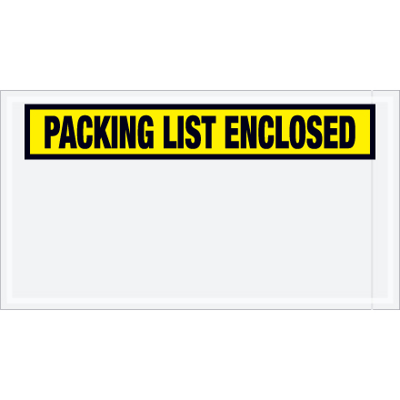 5 1/2 x 10" Yellow "Packing List Enclosed" Envelopes