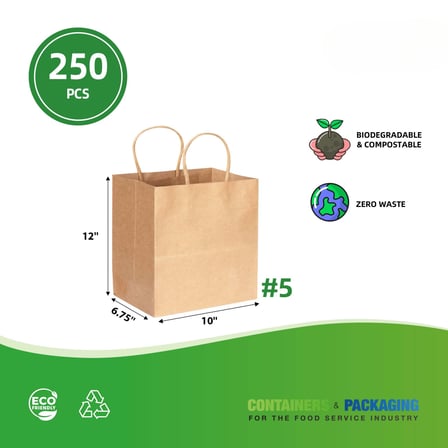 10" x 6.75" x 12" Brown paper shopping bag with handles​ shown with dimensions.jpg