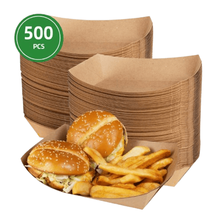 5 lb. Natural Eco Kraft Food Trays Grease & Water Resistant - (500/Case)