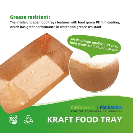 5 lb. Natural Eco Kraft Food Trays Grease & Water Resistant - (500/Case)