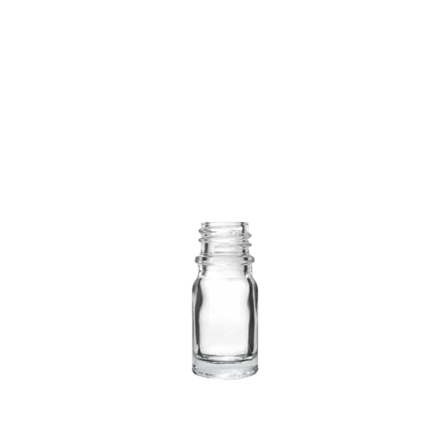 5 ml Euro Clear Round Glass Bottle with 18-415 Neck finish - (765/Case)