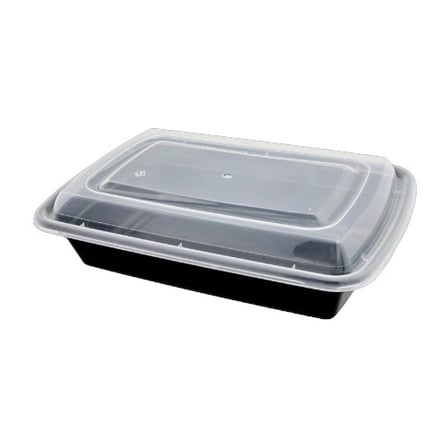 50 Ounces Black PP Plastic Rectangular Food Container with Clear Lid.jpg