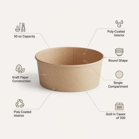50 oz Kraft Paper Bowl - (300/Case) product image