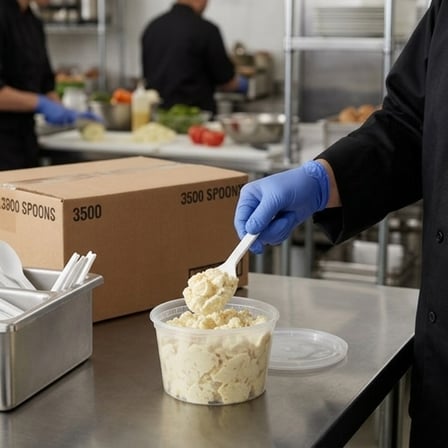 5.7" Heavy Duty PLA Plastic Spoon, White - (3500/Case) product image