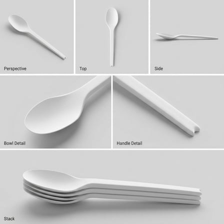 5.7" Heavy Duty PLA Plastic Spoon, White - (3500/Case) product image
