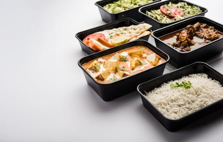 58 oz Black Microwavable Square PP Plastic Food Container with Clear Lid - (150/Case) - Thumbnail 2