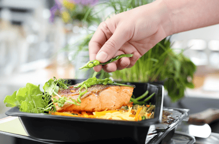 58 oz Black Microwavable Square PP Plastic Food Container with Clear Lid - (150/Case) - Thumbnail 3