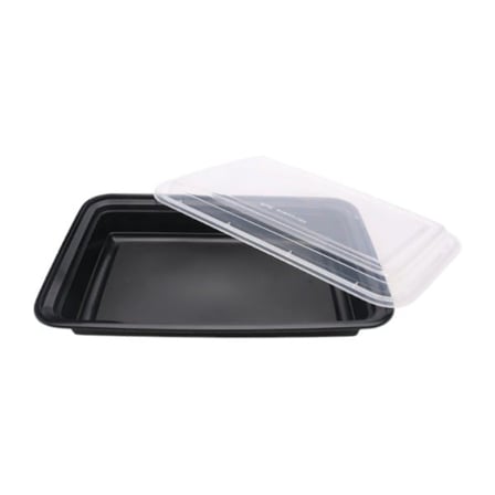 58 oz. Black rectangular meal prep container with clear lid.jpg