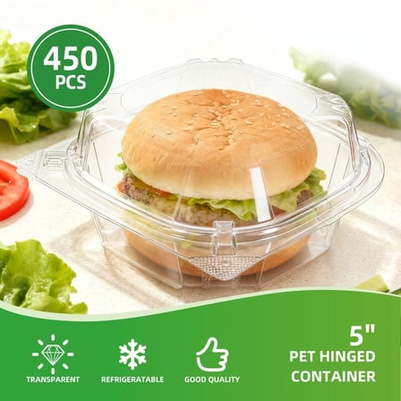 5 x 5 Inches Clear PET Plastic Hinged Take-Out Container with Burger.jpg