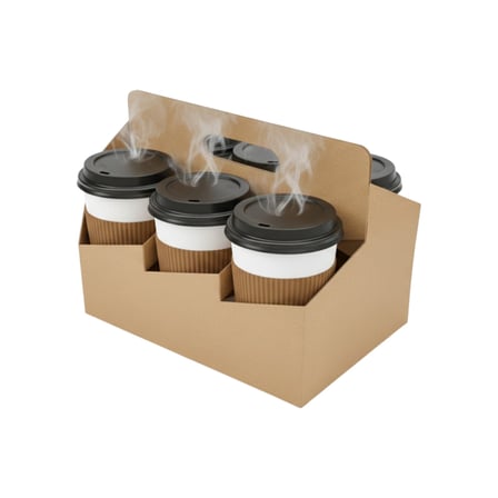 6-Cup 12-32 oz drink carrier with handle holding six white takeaway cups.jpg