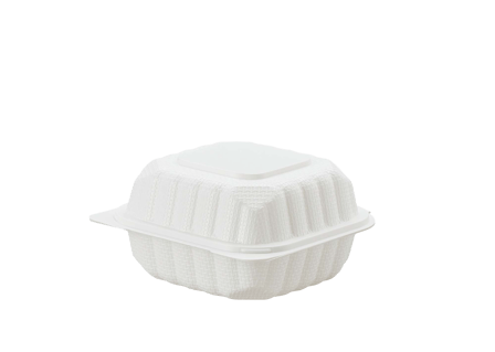 6" x 6" x 3" 1-Compartment Microwaveable White Mineral-Filled Plastic Hinged Take-Out Containers - (300/Case)