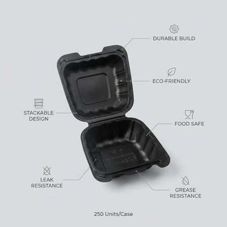6 x 6 1-Compartment Microwaveable Black Mineral-Filled Plastic Hinged Take-Out Container (2).png