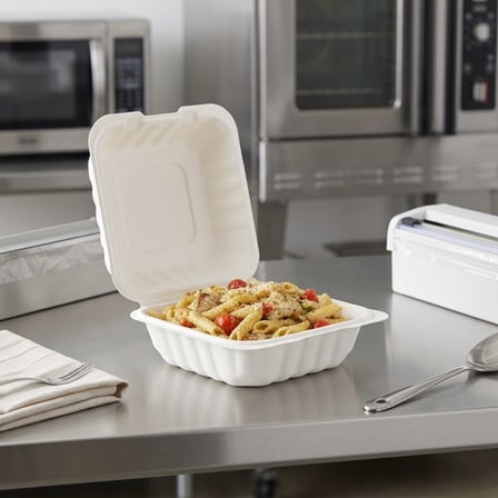 6 x 6 1-Compartment Microwaveable White Mineral-Filled Plastic Hinged Take-Out Containe..png