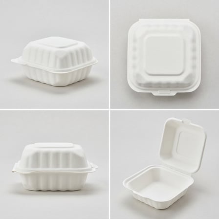 6 x 6 1-Compartment Microwaveable White Mineral-Filled Plastic Hinged Take-Out Container with Multiple Looks.png