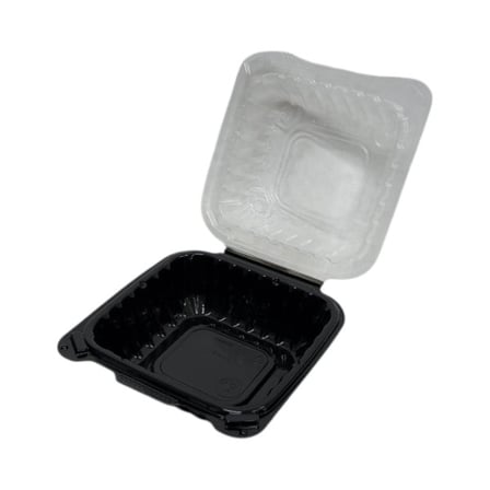 6 x 6 Black base and clear lid hinged container.jpg