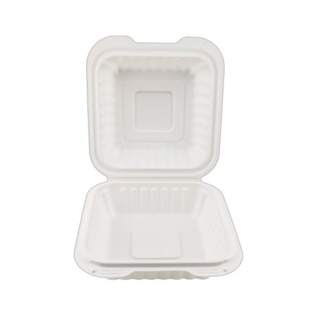6 x 6 White Microwavable PP Plastic Hinged Container.jpg