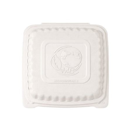 6 x 6 White TFPP plastic clamshell to-go container with closed lid.jpg
