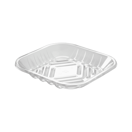 6'' x 6'' x 9/10'' Clear PET plastic meat tray.png