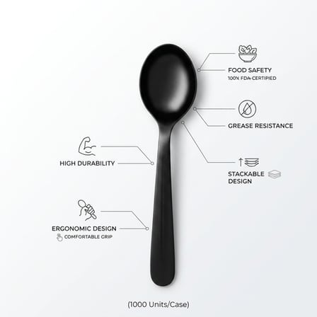 6.5 inches Heavy Weight Black Plastic Soup Spoon.png
