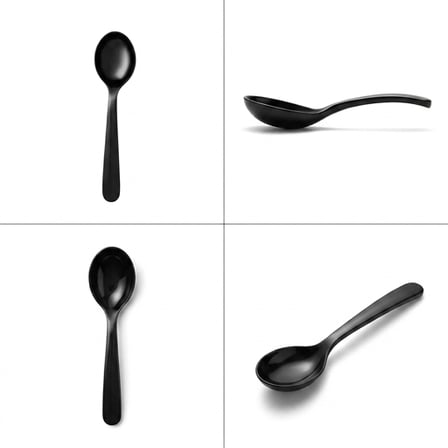 6.5 nches Heavy Weight Black Plastic Soup Spoon with Multiple Looks.png
