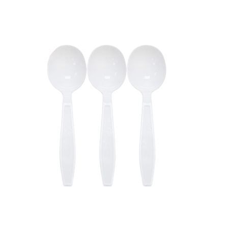 6.5" White Extra Heavy Weight Plastic Soup Spoons - (1000/Case)