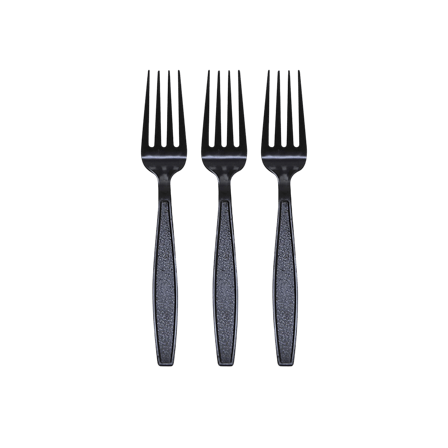 7" Black Extra Heavy Weight Plastic Forks - (1000/Case)