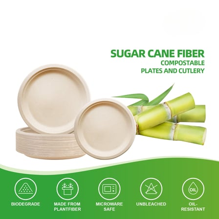 7'' PFAS free natural compostable bagasse round plates..jpg