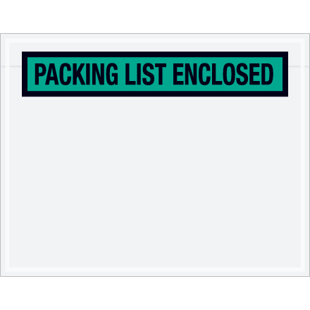 7 x 5 1/2" Green "Packing List Enclosed" Envelopes