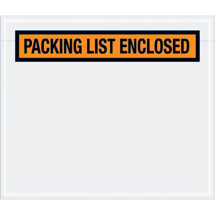 7 x 6" Orange "Packing List Enclosed" Envelopes