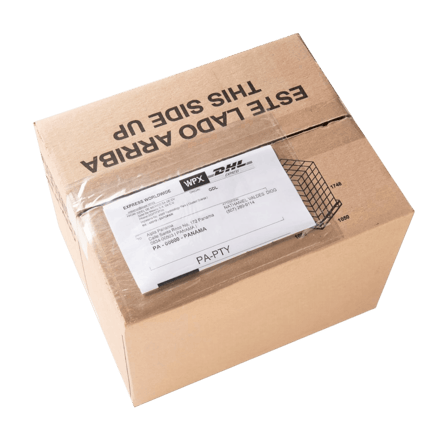 7.5" x 5.5" clear shipping label envelope with cardboard box