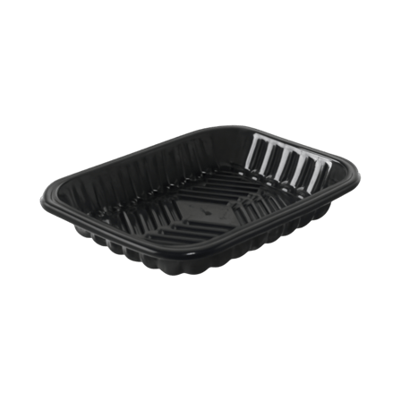 8 3/5 x 6 3/10 x 1 Black PET plastic meat tray
