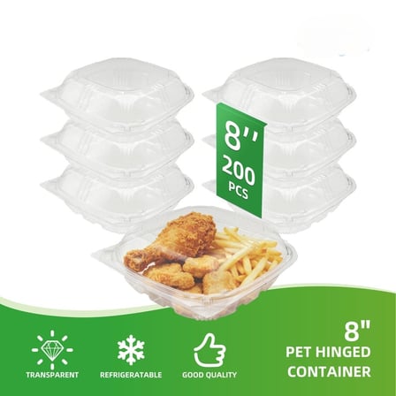 Case of 8 x 8 Inches Clear PET Plastic Hinged Take-Out Container.jpg