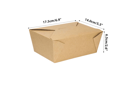 #8 Kraft Microwavable Folded Paper Take-Out Containers 6.9" x 5.5" x 2.6" - (300/Case)