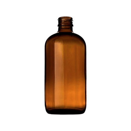 8 oz Amber Boston Round Bottle with 28-400 Neck Finish - (96/Case)