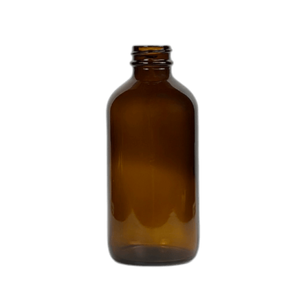 8 oz. Amber Boston Round Glass Bottle 28-400 Neck Finish