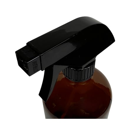 8 oz. Amber Boston Round Glass Bottle with Black Trigger Sprayer