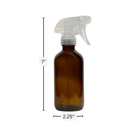 8 oz. Amber Boston Round Glass Bottle with Clear Trigger Sprayer - (12Case)..png
