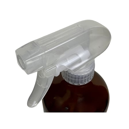 8 oz. Amber Boston Round Glass Bottle with Clear Trigger Sprayer.png