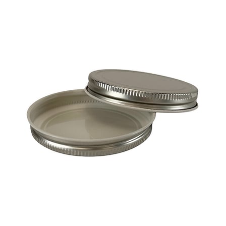 8 oz. Amber Glass 70-400 Straight Sided Round Jar with Silver Metal Lid