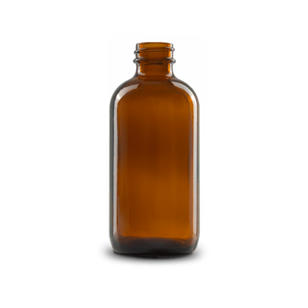 8 oz Amber Glass Boston Round Bottle 28-400 Neck Finish