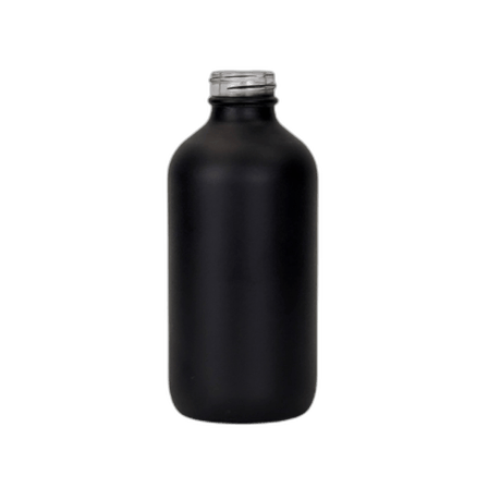8 oz. Black Matte Boston Round Glass Bottle 28-400 Neck Finish