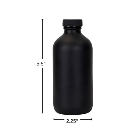 8 oz. Black Matte Boston Round Glass Bottle with Black Cp