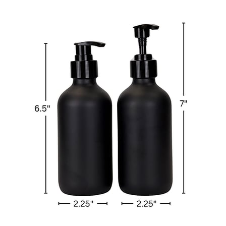 8 oz. Black Matte Boston Round Glass Bottle with Black Lotion Pump