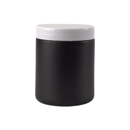 8 oz. Black Matte Glass 70-400 Straight Sided Round Jar with PP White Lid 