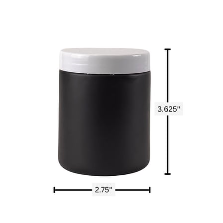 8 oz. Black Matte Glass 70-400 Straight Sided Round Jar with PP White Lid