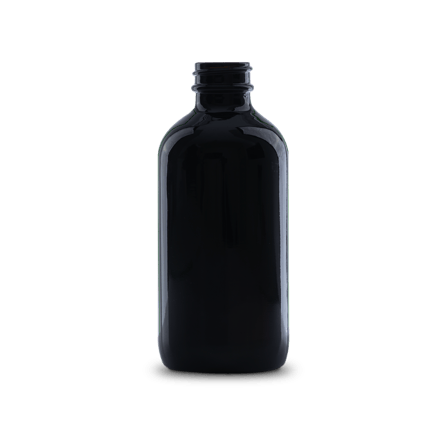 8 oz Black UV Glass Boston Round Bottle 28-400 Neck Finish